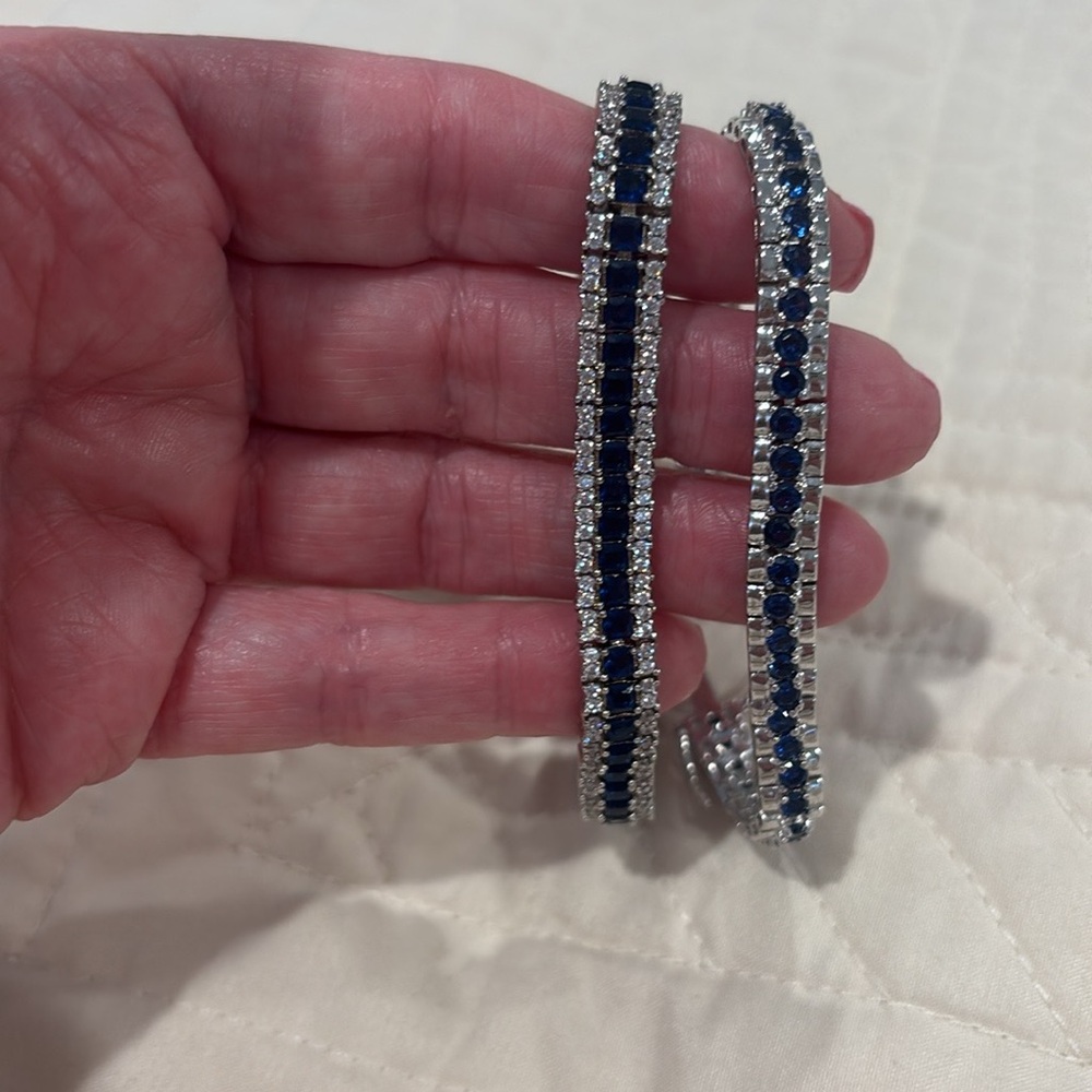 Elegant Lab created Blue and Silver Bracelet (Brass)